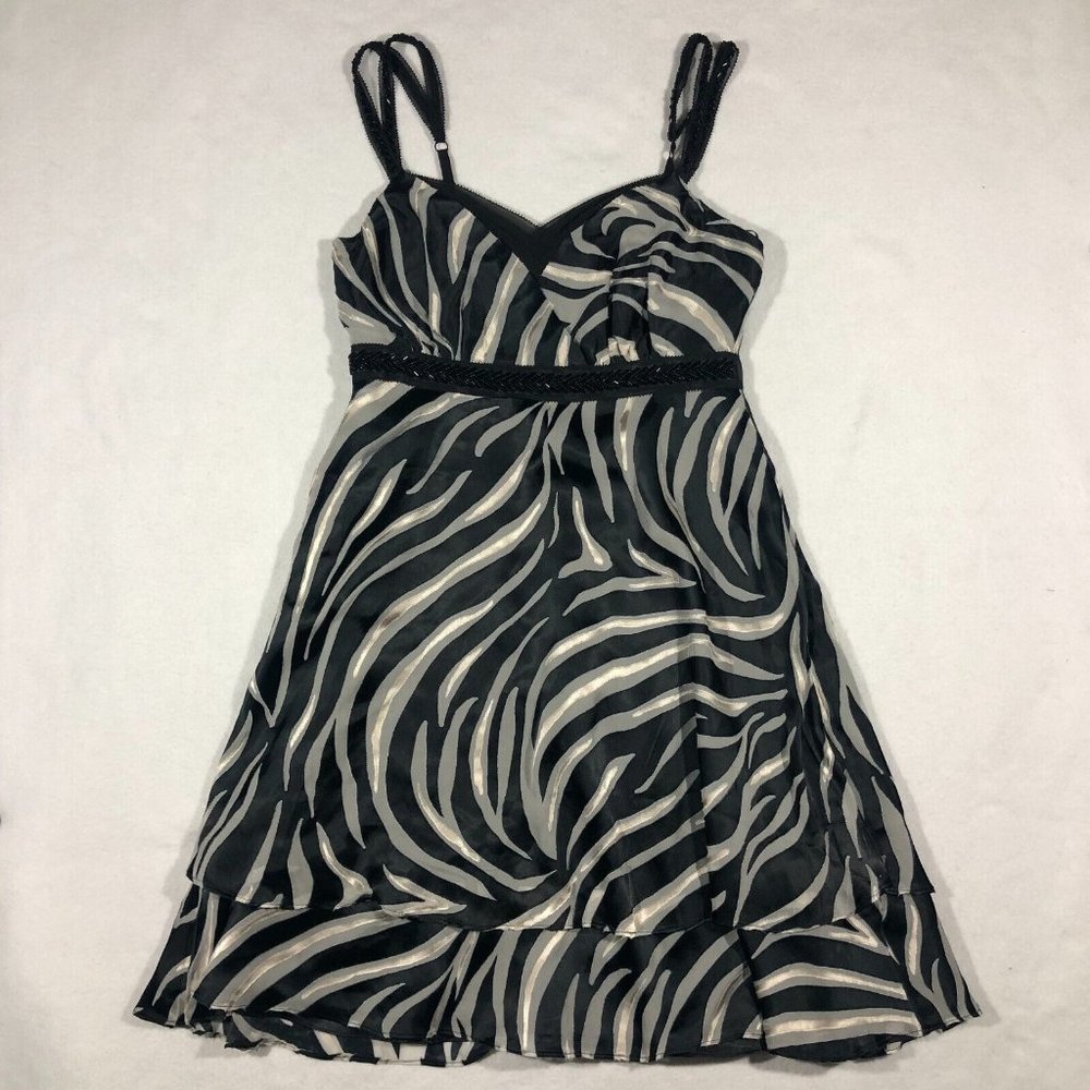 NEW WHBM White House Black Market Womens 2 Zebra Tier Fit & Flare Dress NWT $220
